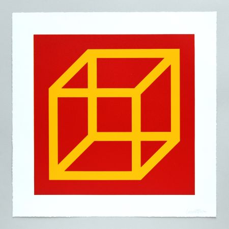 Linograbado Lewitt - Open Cube in Color on Color Plate 10