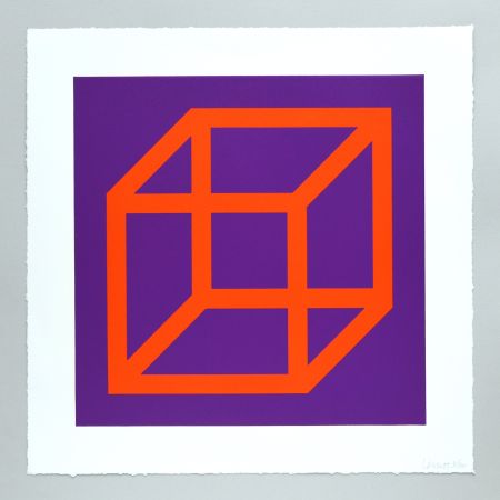 Linograbado Lewitt - Open Cube in Color on Color Plate 17