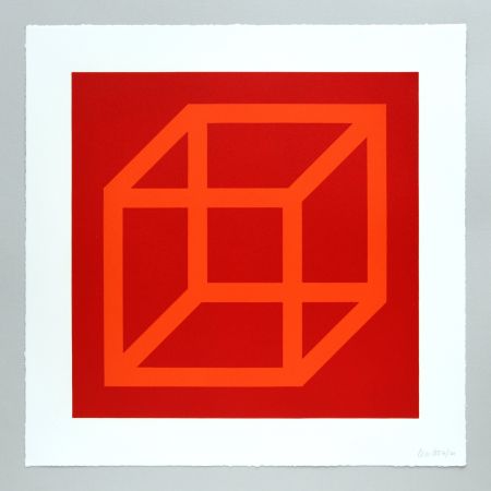 Linograbado Lewitt - Open Cube in Color on Color Plate 18