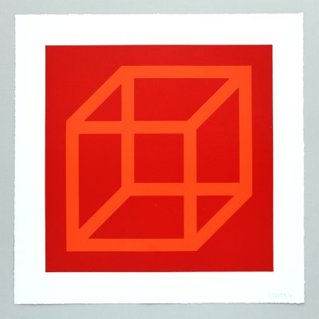 Linograbado Lewitt - Open Cube in Color on Color Plate 18