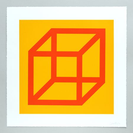 Linograbado Lewitt - Open Cube in Color on Color Plate 19