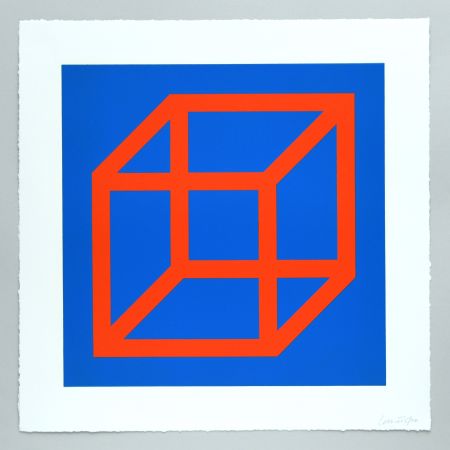 Linograbado Lewitt - Open Cube in Color on Color Plate 20