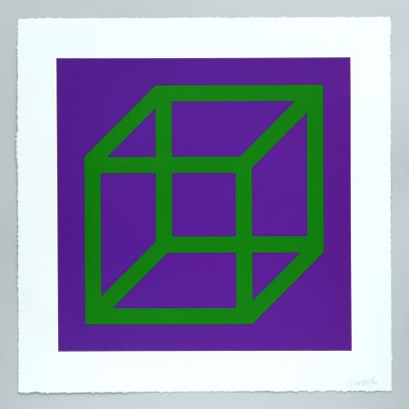 Linograbado Lewitt - Open Cube in Color on Color Plate 21