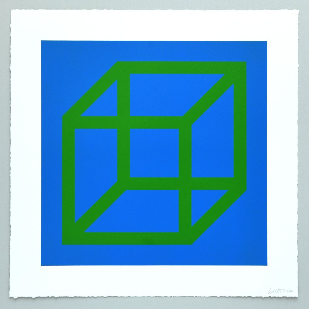 Linograbado Lewitt - Open Cube in Color on Color Plate 24