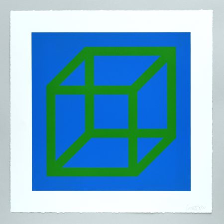 Linograbado Lewitt - Open Cube in Color on Color Plate 24