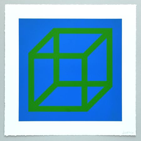 Linograbado Lewitt - Open Cube in Color on Color Plate 24