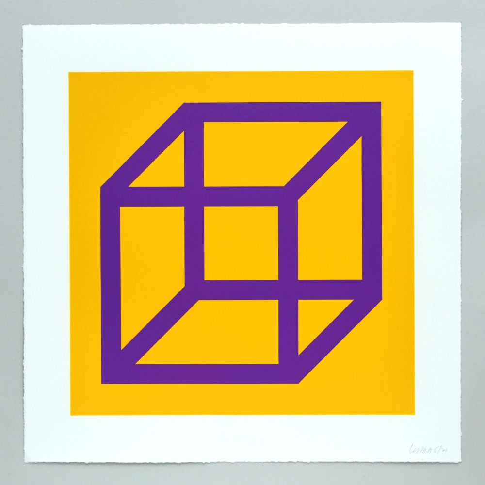 Linograbado Lewitt - Open Cube in Color on Color Plate 27