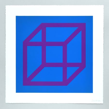 Linograbado Lewitt - Open Cube in Color on Color Plate 28