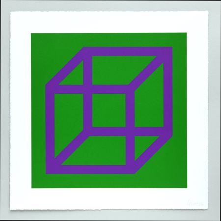 Linograbado Lewitt - Open Cube in Color on Color Plate 30