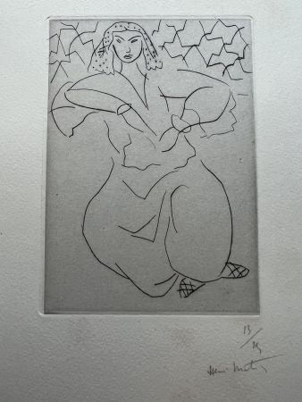 Grabado Matisse - Orientale assis, voile sur la tete    /  Oriental seated, veil on the head