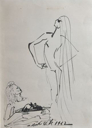 Libro Ilustrado Dali - Original Drawing Salom, Herod, & The Head of John The Baptist in The Secret Life of Salvador Dali book