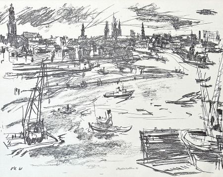 Litografía Kokoschka - Oskar Kokoschka (1886–1980) - Port of Hamburg - Lithograph on paper - 1961