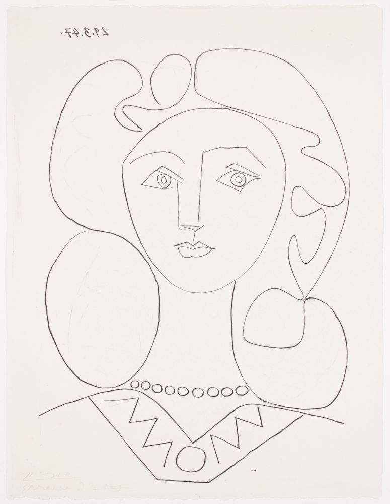 Litografía Picasso - Pablo Picasso- La Femme au Collier, Portrait of Françoise, 1947