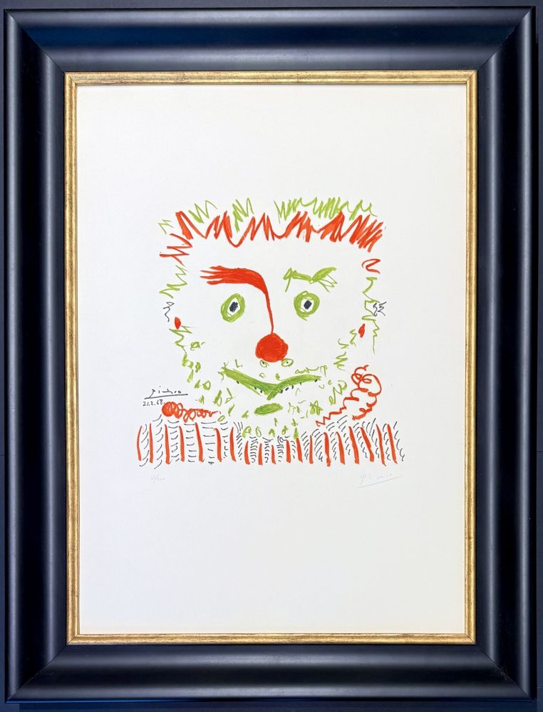 Litografía Picasso - Pablo Picasso(1881–1973) – Clown – Color lithograph on Arches paper – 1968