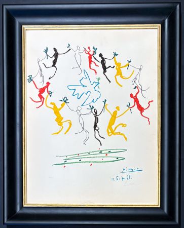 Litografía Picasso - Pablo Picasso (1881 - 1973) - La ronde de la jeunesse - Color lithograph on cardboard - 1961