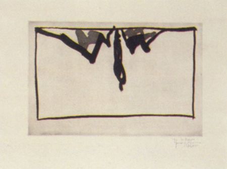 Aguatinta Hernandez Pijuan - Paisatge amb xiprers- IV