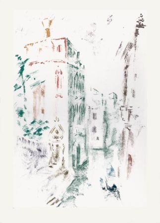 Litografía Masson - Palais et canal (Voyage à Venise)