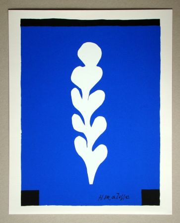 Serigrafía Matisse (After) - Palme blanche sur fond bleu