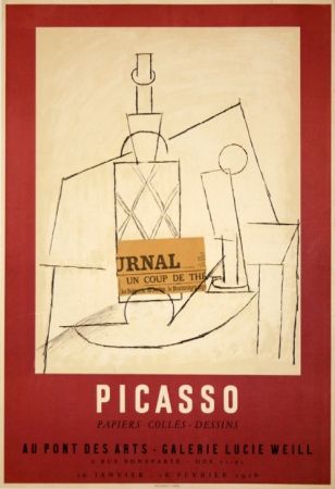 Cartel Picasso - Papiers Collés Exposition Lucie Weill 