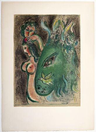 Litografía Chagall - PARADIS. Lithographie originale à gandes marges pour DESSINS POUR LA BIBLE (1960)