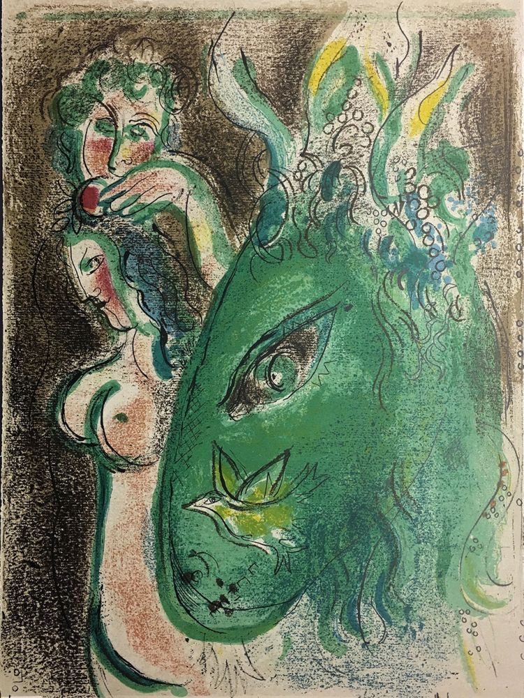 Litografía Chagall - PARADIS (l'âne vert). Lithographie originale pour DESSINS POUR LA BIBLE (1960)