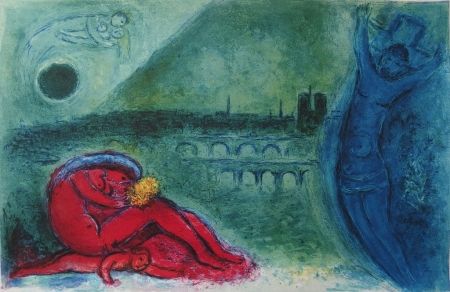 Litografía Chagall - Paris - Quai de la Tournelle