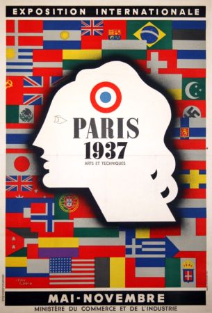 Litografía Carlu - Paris Exposition Internationale  1937