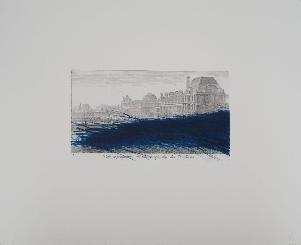 Grabado Rainer - Paris, Hommage au Louvre en bleu