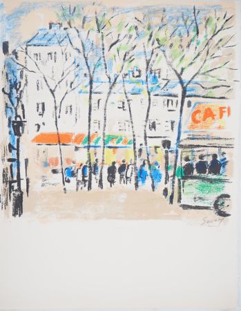 Litografía Savary - Paris, Le marché vers Bastille