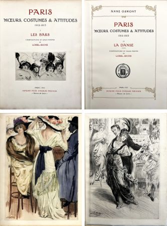 Libro Ilustrado Lobel-Riche - PARIS : LES BARS + LA DANSE. 2 volumes. 122 gravures (1912-1915)