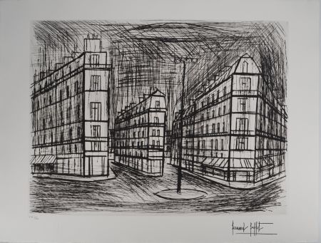 Grabado Buffet - Paris, les immeubles Haussmanniens : La place de Dublin