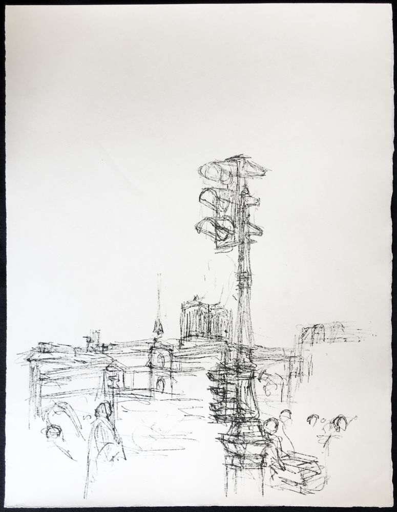 Litografía Giacometti - Paris Sans Fin. 75ème planche (1961). 1964. Tirage à part à 20 ex.