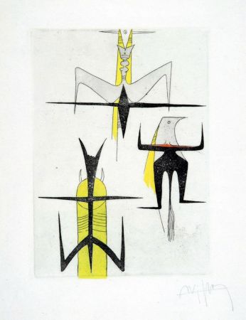 Aguafuerte Y Aguatinta Lam - PAROLES PEINTES (1959) 10 gravures originales de Max Ernst, Jacques Hérold, Wifredo Lam, Sébastian Matta et DorotheaTanning. Poèmes d’Alain Bosquet.