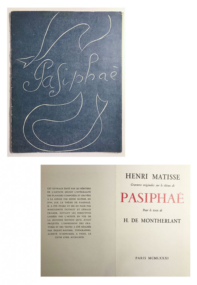 Libro Ilustrado Matisse - Pasiphae - Livret de présentation en reproduction