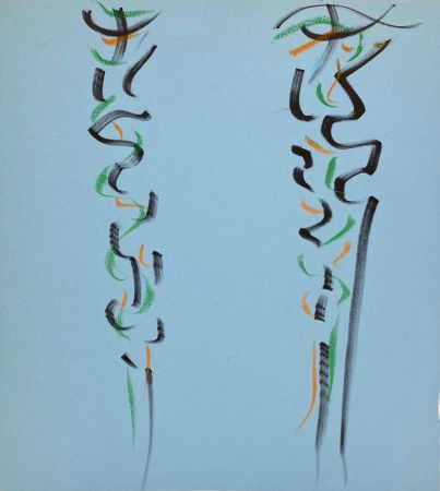 Sin Técnico Debré - Pastels sur papier bleu, 1991. 