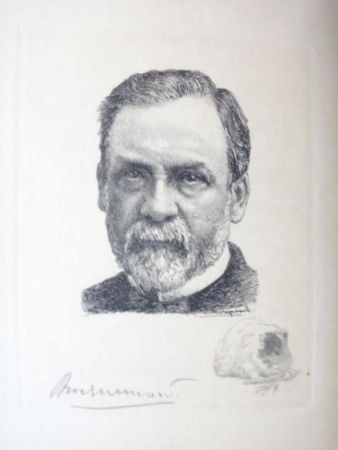 Grabado Bracquemond - Pasteur et les pastoriens.  Avec un portrait à l'eau-forte par Bracquemond