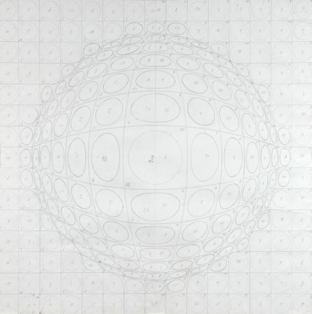 Litografía Vasarely - Pattern for a silk print