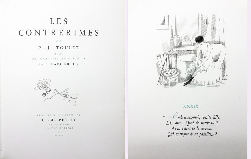 Libro Ilustrado Laboureur - Paul-Jean Toulet : LES CONTRERIMES. 63 gravures originales (1930)