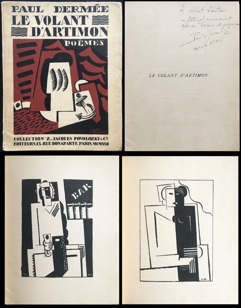 Libro Ilustrado Marcoussis - Paul Dermée : LE VOLANT D'ARTIMON. POÈMES. Exemplaire avec envoi 