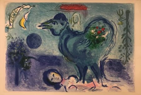 Litografía Chagall - Paysage au coq 