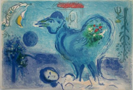 Litografía Chagall - Paysage au Coq
