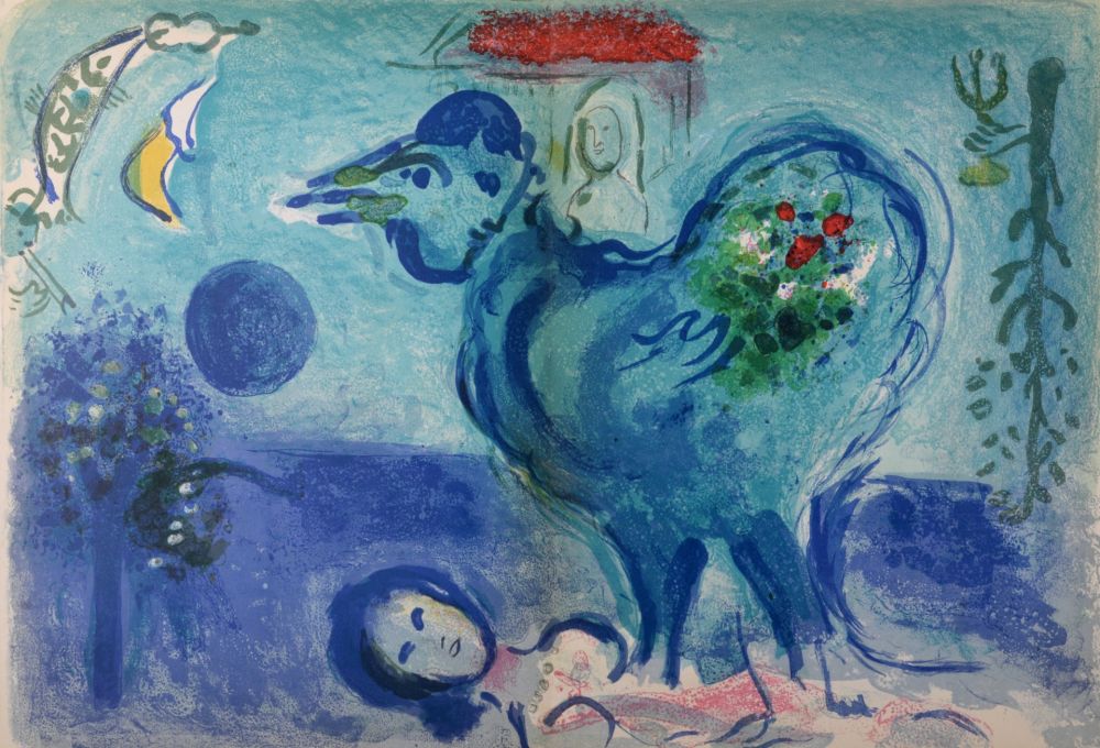 Litografía Chagall - Paysage au Coq, 1958