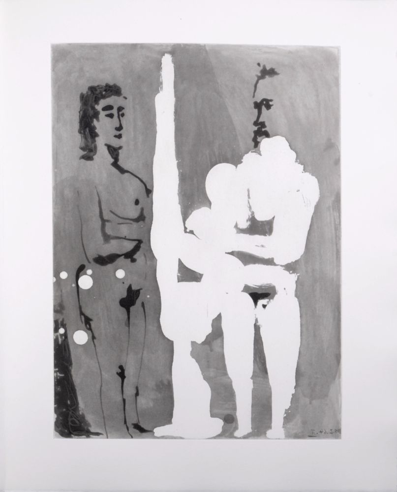 Aguatinta Picasso - Peintre debout à son chevalet avec son modèle, 1966