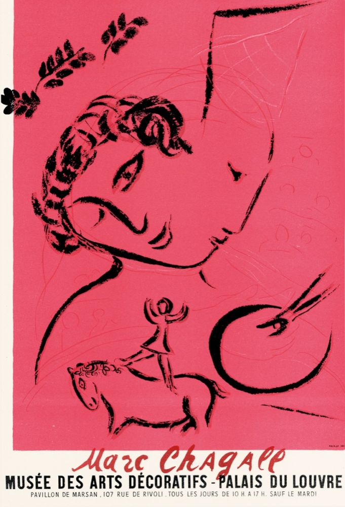 Litografía Chagall - Peintre en rose