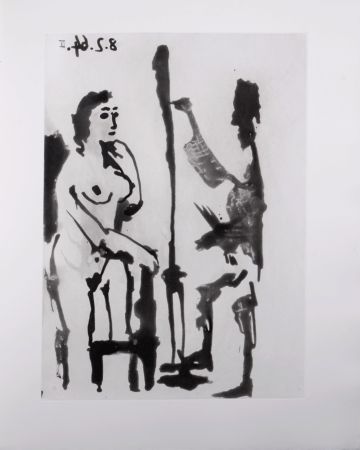 Aguatinta Picasso - Peintre et modèle accoudé, 1966 - A fantastic original  etching (Aquatint) by the Master!