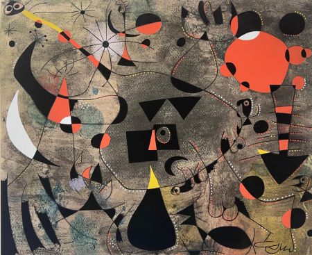 Pochoir Miró - Personnage blessé (Constellations) 
