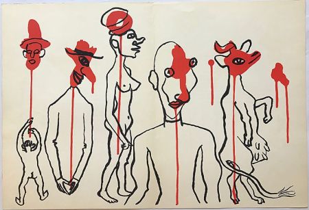 Litografía Calder - Personnages I (1966)