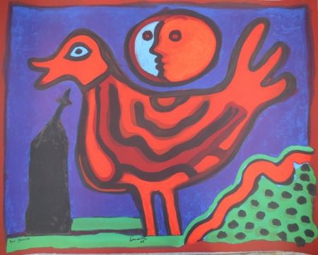 Litografía Corneille - Petit oiseau rouge