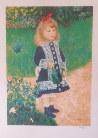 Litografía Renoir - Petite fille au jardin