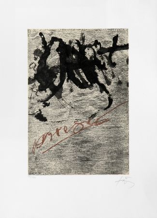 Litografía Tàpies - Petite écriture marron